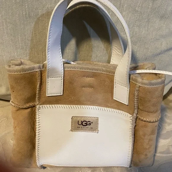 UGG Tan and Cream/White Women's Shearling-Sheepskin Mini Bag - Picture 5 of 16
